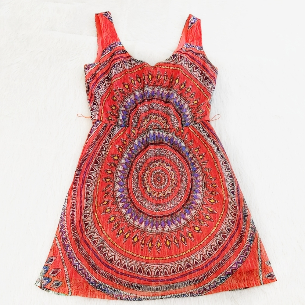 American Cie Rag multi boho dress Sz M